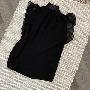 Classy Black ruffle-sleeve blouse